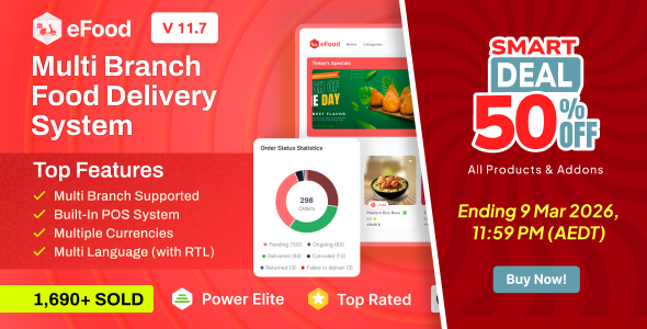 eFood - Food Delivery App with Laravel Admin Panel + Delivery Man App