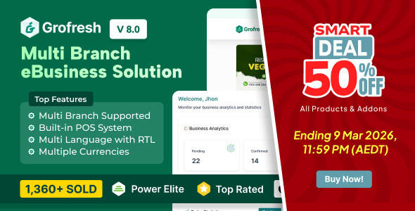 GroFresh - (Grocery, Pharmacy, eCommerce, Store) App and Web with Laravel Admin Panel + Delivery App
