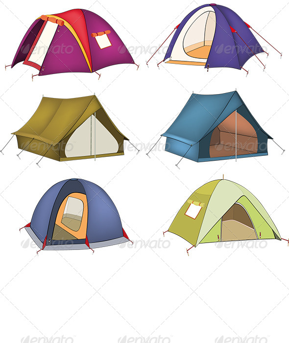Set of Tourist Tents - Objects Vectors