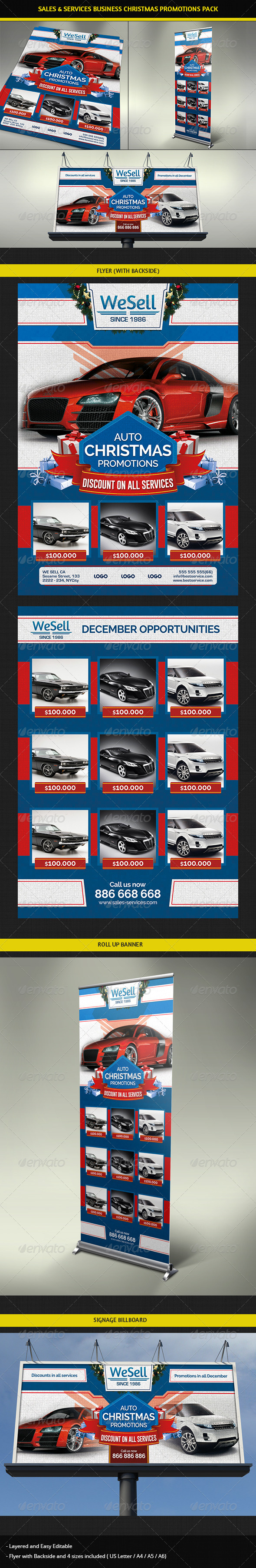Sales and Services Christmas Promotions Pack - Commerce Flyers