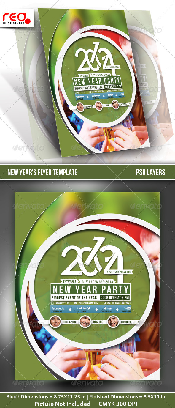 New Year's Party Flyer & Poster Template - 5 - Clubs & Parties Events