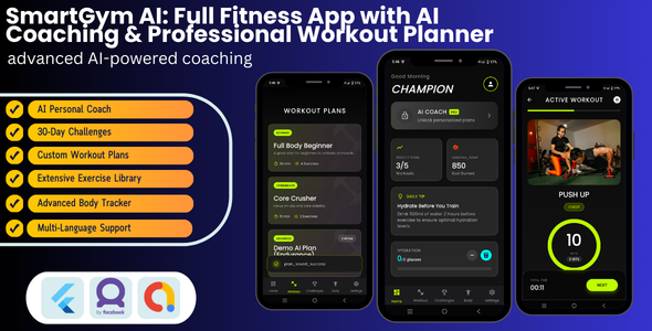 SmartGym AI: Full Fitness App with AI Coaching & Professional Workout Planner