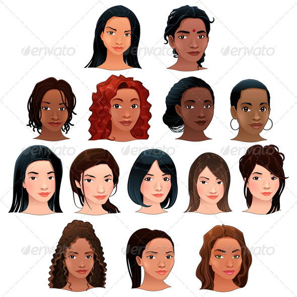 Indian, Black, Asian and Latino Women - People Characters