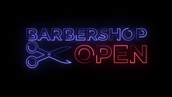 Barbershop Open Neon Sign Light Effect