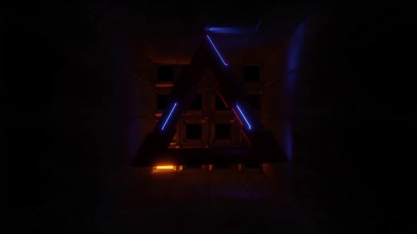 Spinning Neon Triangle  FHD 60FPS 3D Illustration