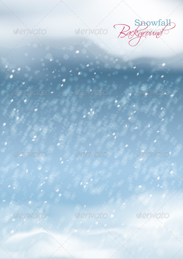 Vector Abstract Winter Snowfall Background - Seasons Nature
