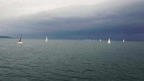 Aerial View of Sailing Boats, Ships and Yachts in Dun Laoghaire Marina Harbour, Ireland