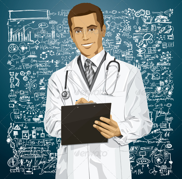 Doctor Man with Clipboard - People Characters