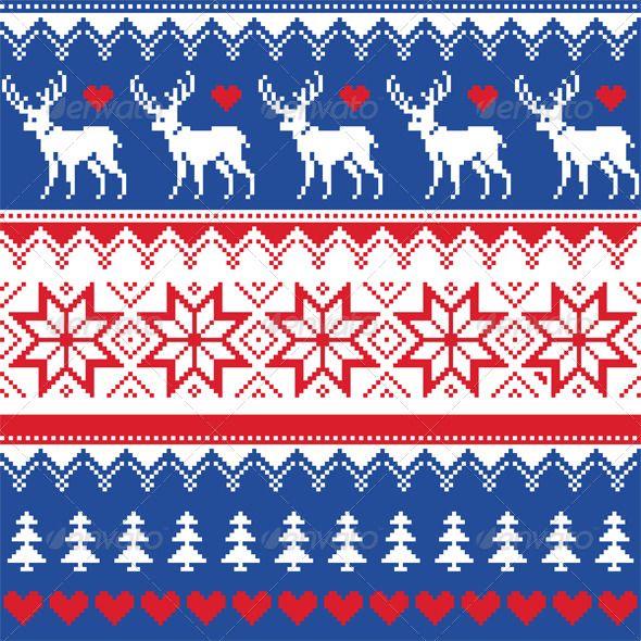 Nordic Seamless Pattern with Deer and Christmas - Patterns Decorative