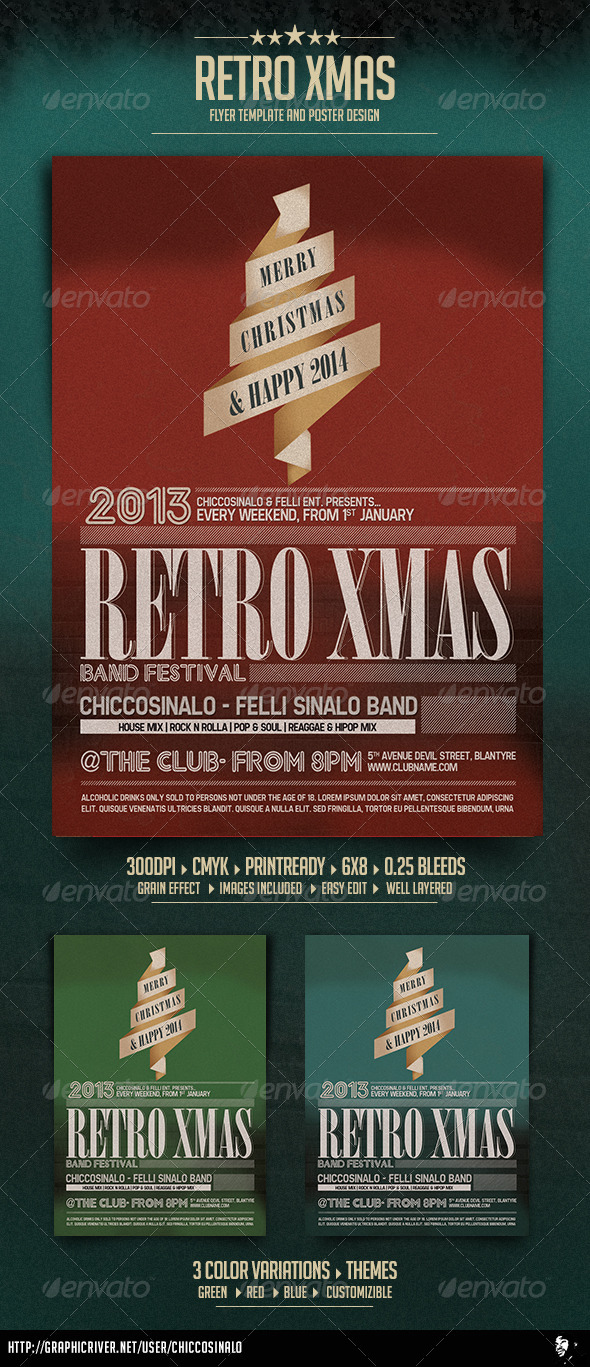 Retro Christmas Flyer Template