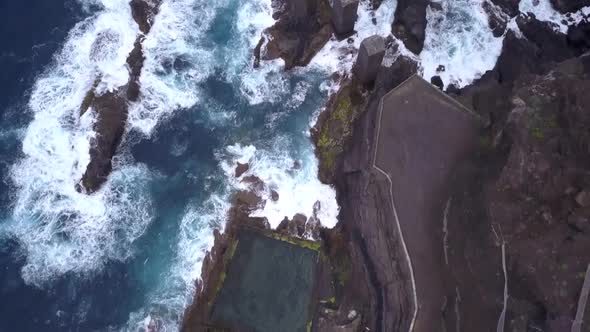 Drone view of the cost and natural pools of Gomera - Canary Islands alt