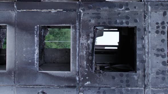 Vertical Video of a Destroyed Residential Building During the War in Ukraine alt