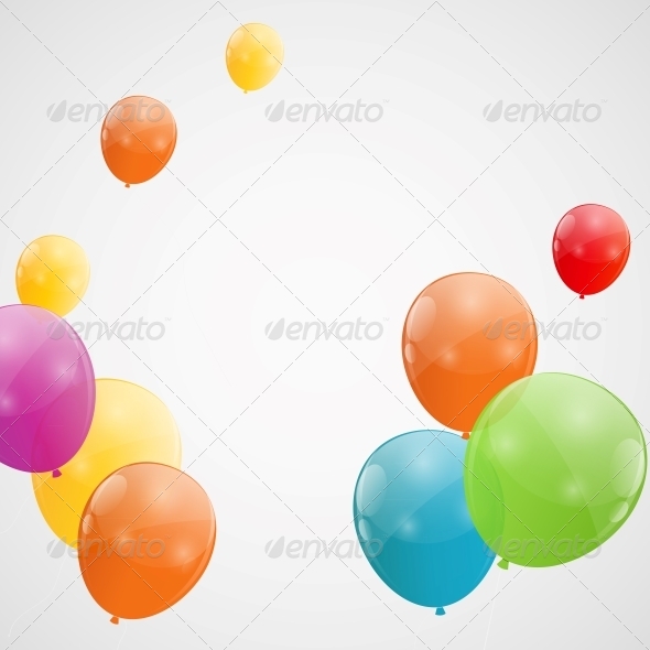 Color Glossy Balloons Background - Birthdays Seasons/Holidays