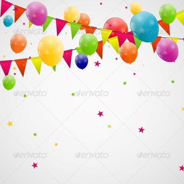Color Glossy Balloons Background - Birthdays Seasons/Holidays
