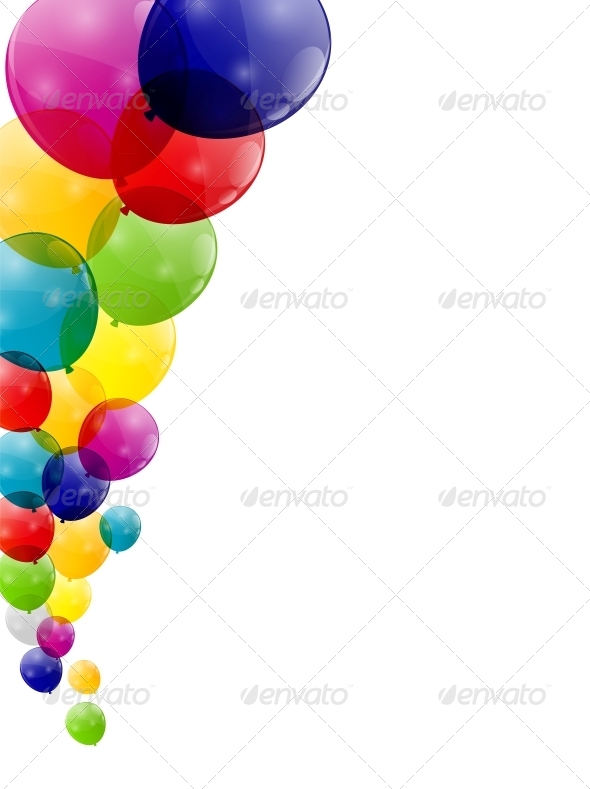 Color Glossy Balloons Background - Birthdays Seasons/Holidays
