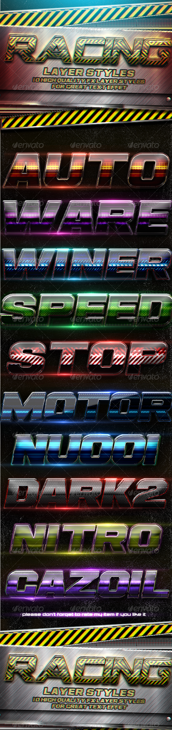 Racing Layer styles v1 - Text Effects Styles