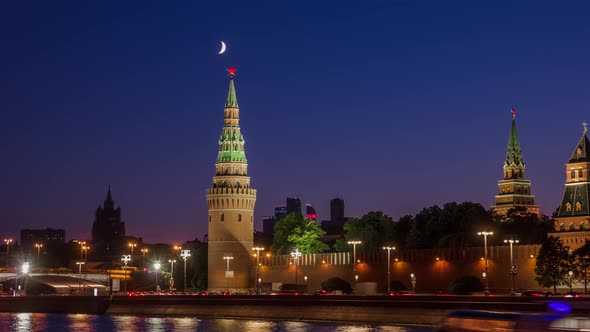 Moon Moving Over Moscow Kremlin Tower alt