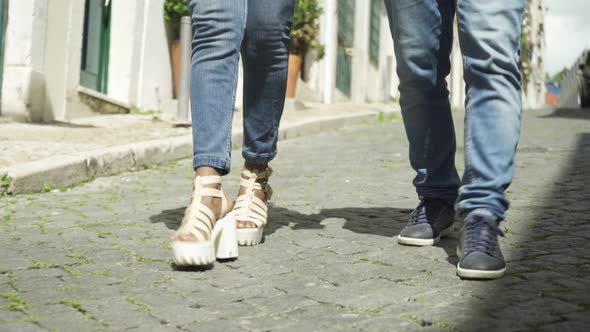 Closeup of Interracial Dating Couple Wearing Casual Jeans alt