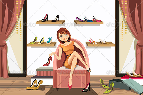 Woman Shopping for Shoes - Commercial / Shopping Conceptual