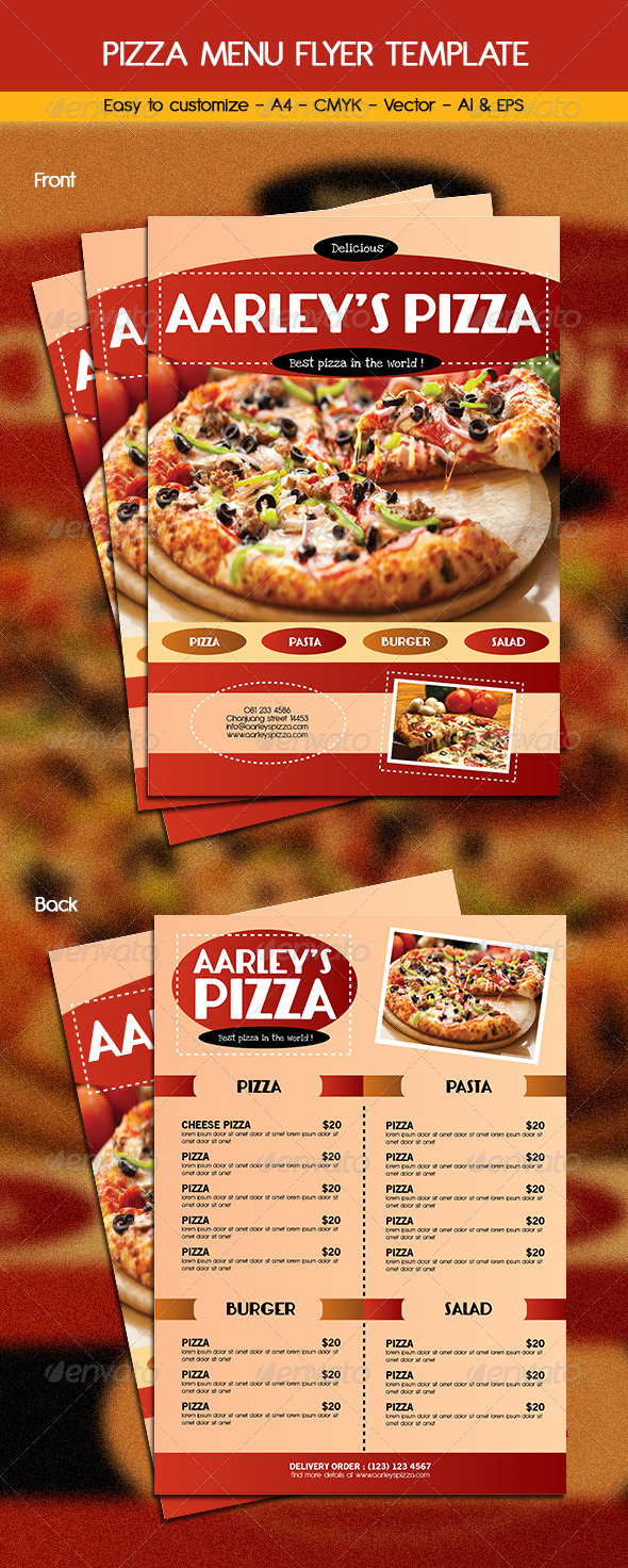 Pizza Menu Template - Food Menus Print Templates