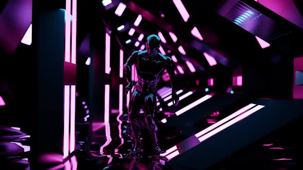 Handsome 3d male dancing Hip Hop, Abstract background. fluorescent light,  glowing neon lines, alt