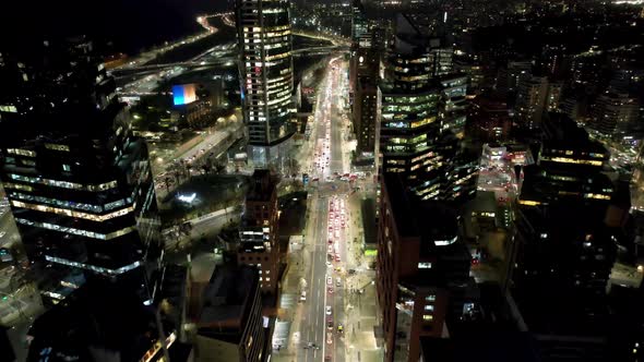 Night scape of downtown Santiago Metropolitan Region of Chile. alt