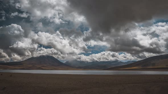 Timelapse of Laguna Miscanti and Mountain Miniques in the background alt