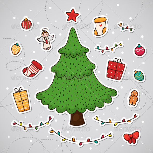 Sticker with Christmas Tree - Christmas Seasons/Holidays