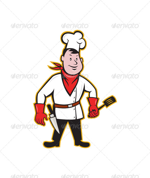 Chef Cook Standing Holding Spatula - People Characters