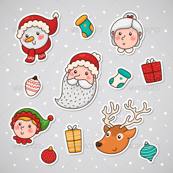 Christmas and New year Sticky Face - Christmas Seasons/Holidays