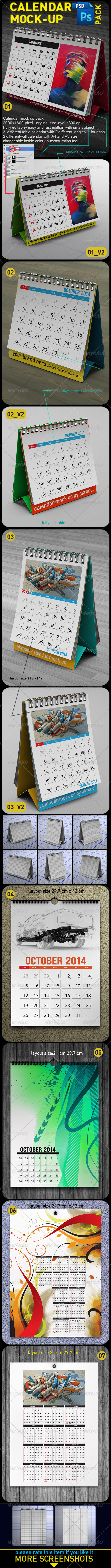 Calendar Mock Up Pack