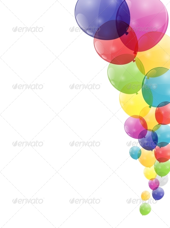 Color Glossy Balloons Background - Birthdays Seasons/Holidays