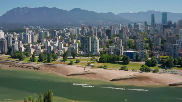 Aerial View Of Sunset Beach With Downtown Vancouver Skyscrapers And High-rise Buildings In BC, Canad alt