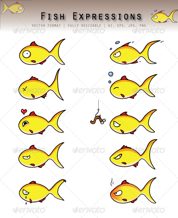 Fish Emoticons - Characters Vectors