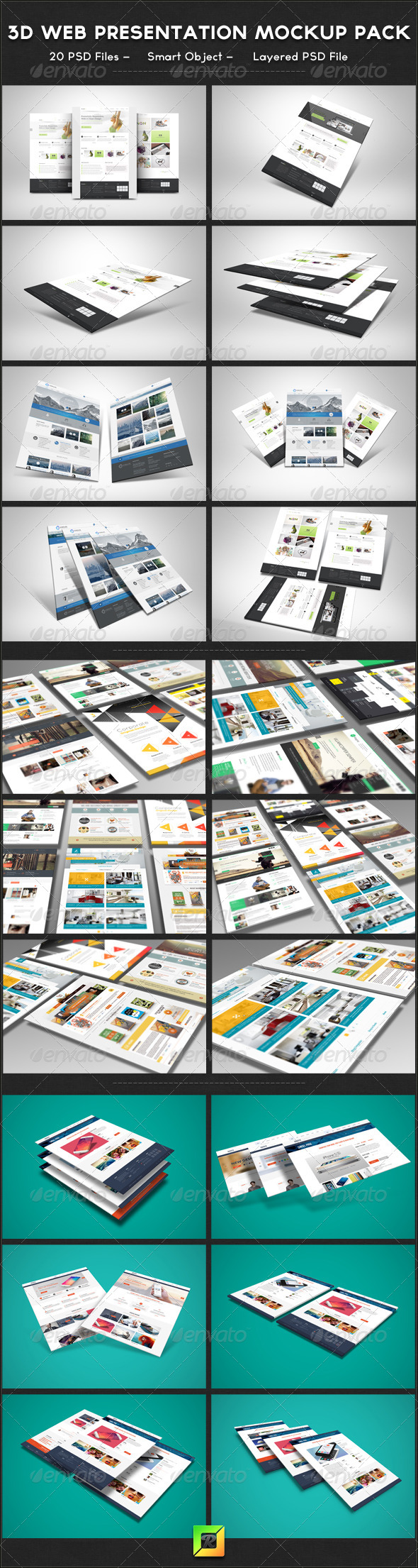 3D Web Presentation Mockup Bundle - Website Displays