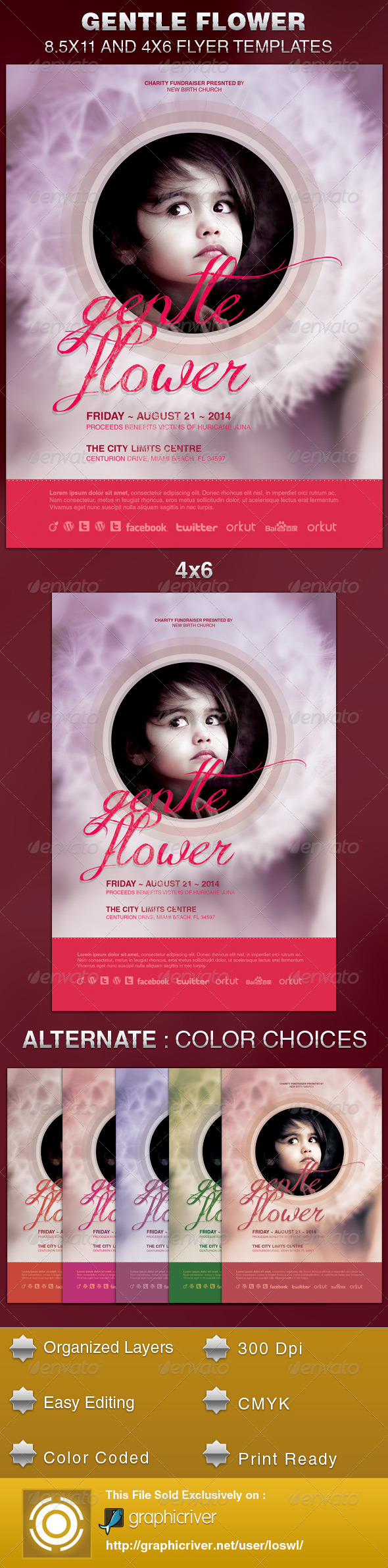 Gentle Flower Church Flyer Template - Church Flyers