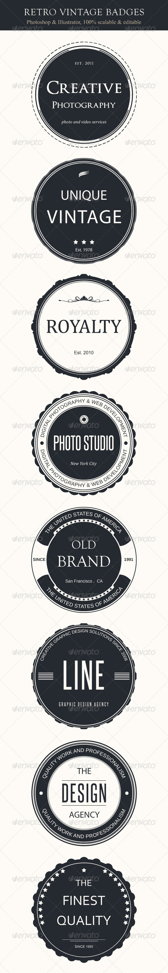 Retro Vintage Badges - Badges & Stickers Web Elements