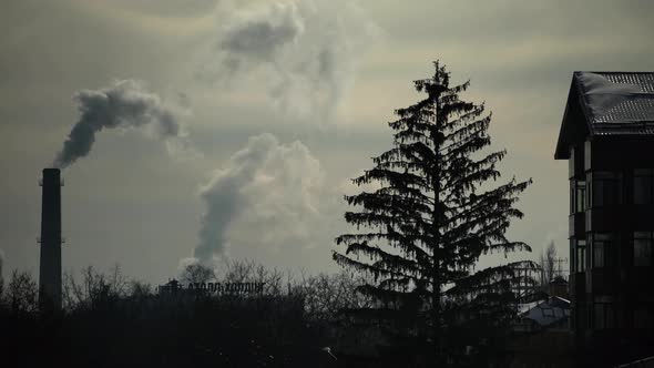 Smoke Comes From the Chimney. Air Pollution. Ecology. Kyiv. Ukraine. alt
