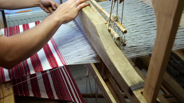 Fabric Making Loom Closeup