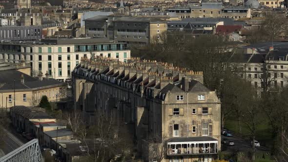 Historic Town Houses Rooftops City Of Bath Centre Buildings UK Aerial Overhead View