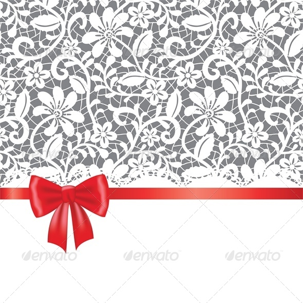 Lace Card with Bow - Weddings Seasons/Holidays