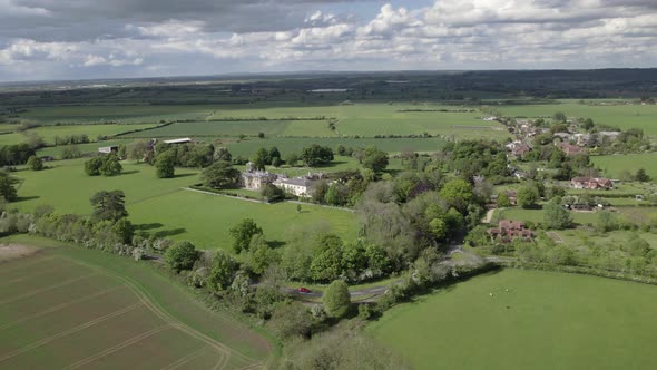 Bricklehampton Hall And Village UK Aerial Landscape Spring Season Worcestershire North Cotswolds