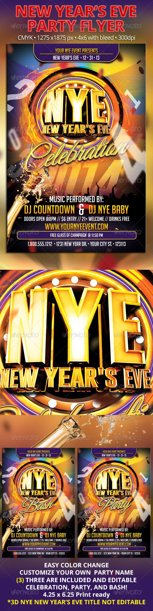 NYE New Year's Eve Part Flyer - Holidays Events