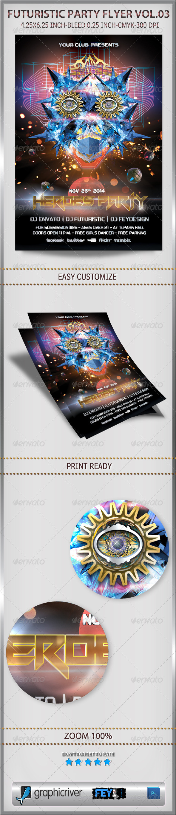 Futuristic Party Flyer Vol.03 - Flyers Print Templates