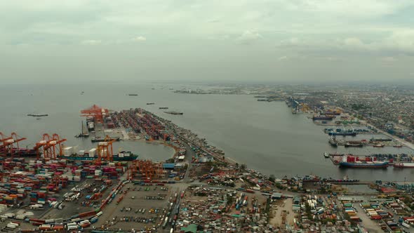 Industrial Sea Port with Containers, Manila, Philippines alt