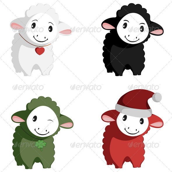 Happy Sheep Mascots - Animals Characters