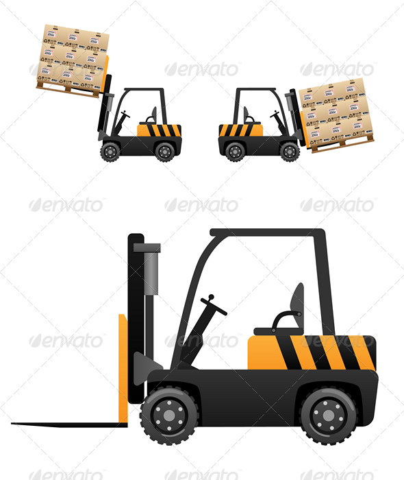 Forklift loader with boxes - Man-made Objects Objects