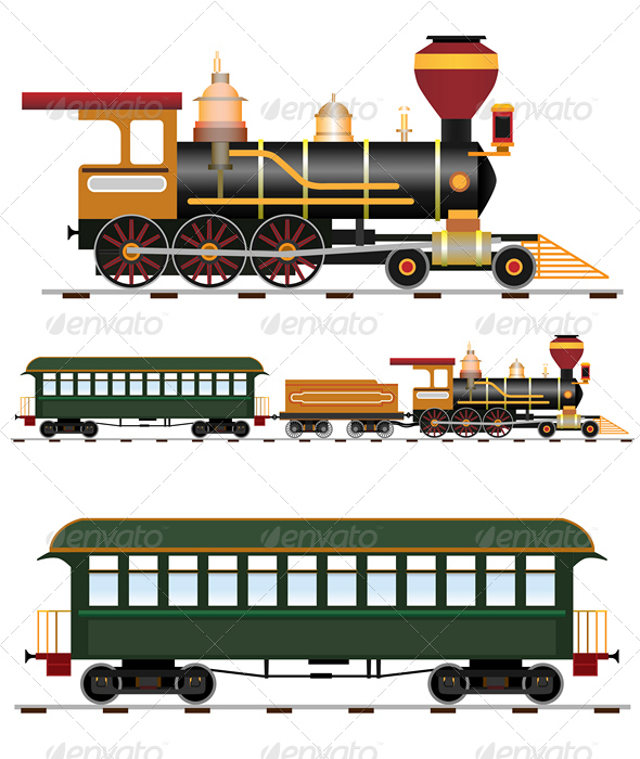 Retro steam train with coach