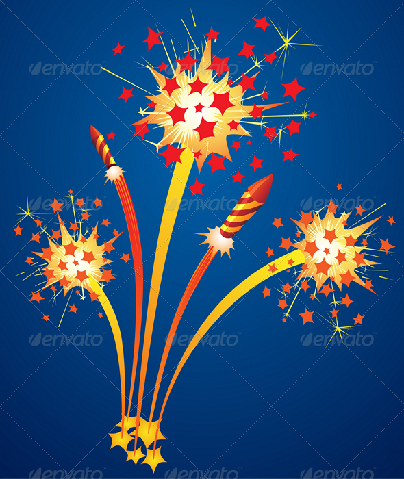 Colorful fireworks and flying rockets in the night - Miscellaneous Seasons/Holidays