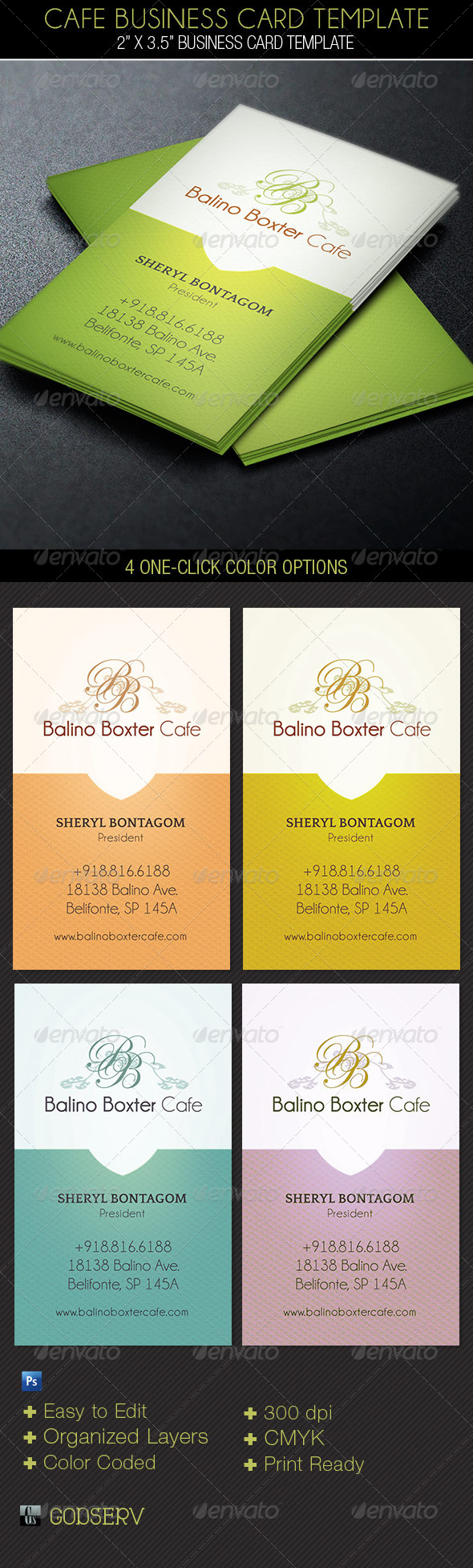 Cafe Business Card Template - Industry Specific Business Cards